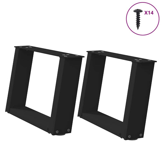 Set di 2 gambe regolabili per tavolino da caffè a forma di U 50 x 30 cm design moderno acciaio nero 02_0057029