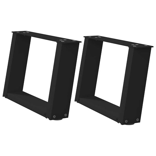 Gambe per Tavolino da Caff¨¨ a Forma di U 2 pz-Set di 2 Gamba per Tavolo Nere 50x(30-31) cm Acciaio 930637