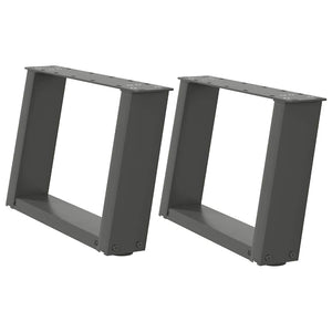 Gambe per Tavolino da Caff¨¨ a Forma di U 2 pz-Set di 2 Gamba per Tavolo Antracite 50x(30-31) cm Acciaio 744920