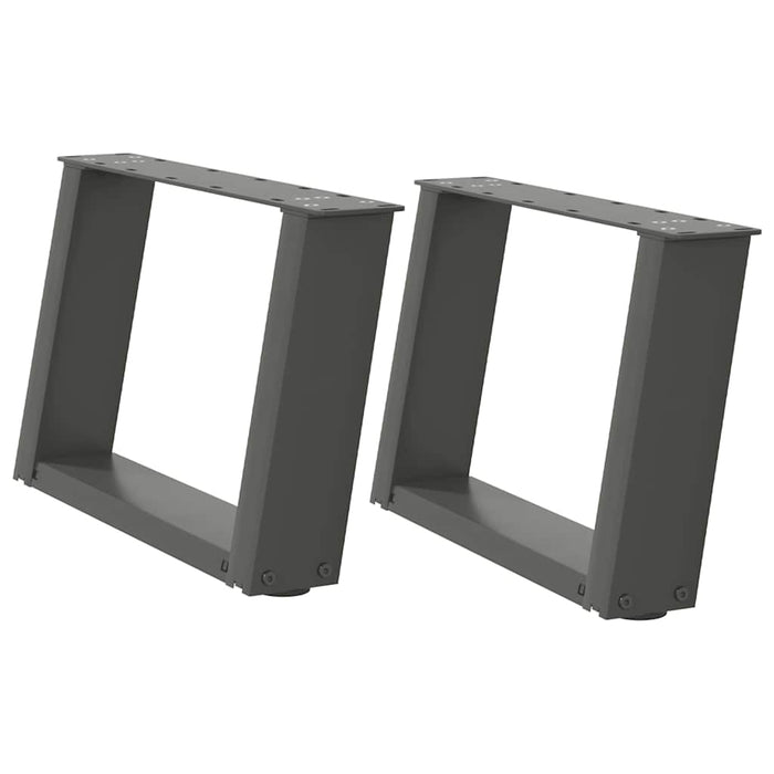 Gambe per Tavolino da Caff¨¨ a Forma di U 2 pz-Set di 2 Gamba per Tavolo Antracite 50x(30-31) cm Acciaio 744920