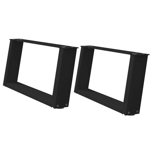 Gambe per Tavolino da Caff¨¨ a Forma di U 2 pz-Set di 2 Gamba per Tavolo Nere 60x(30-31) cm Acciaio 278918