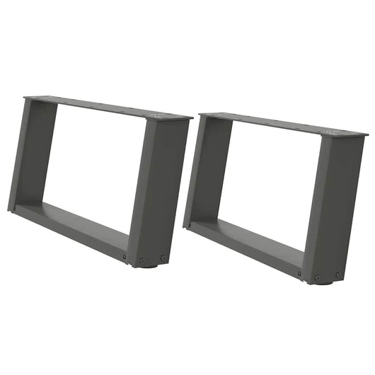 vidaXL Gambe per Tavolino da Caffè a Forma di U 2 pz Antracite 60x(30-31) cm Acciaio