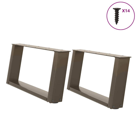 Set di 2 gambe per tavolino da caffè a forma di U 60 x 30 cm moderne e stabili in acciaio naturale 02_0057036