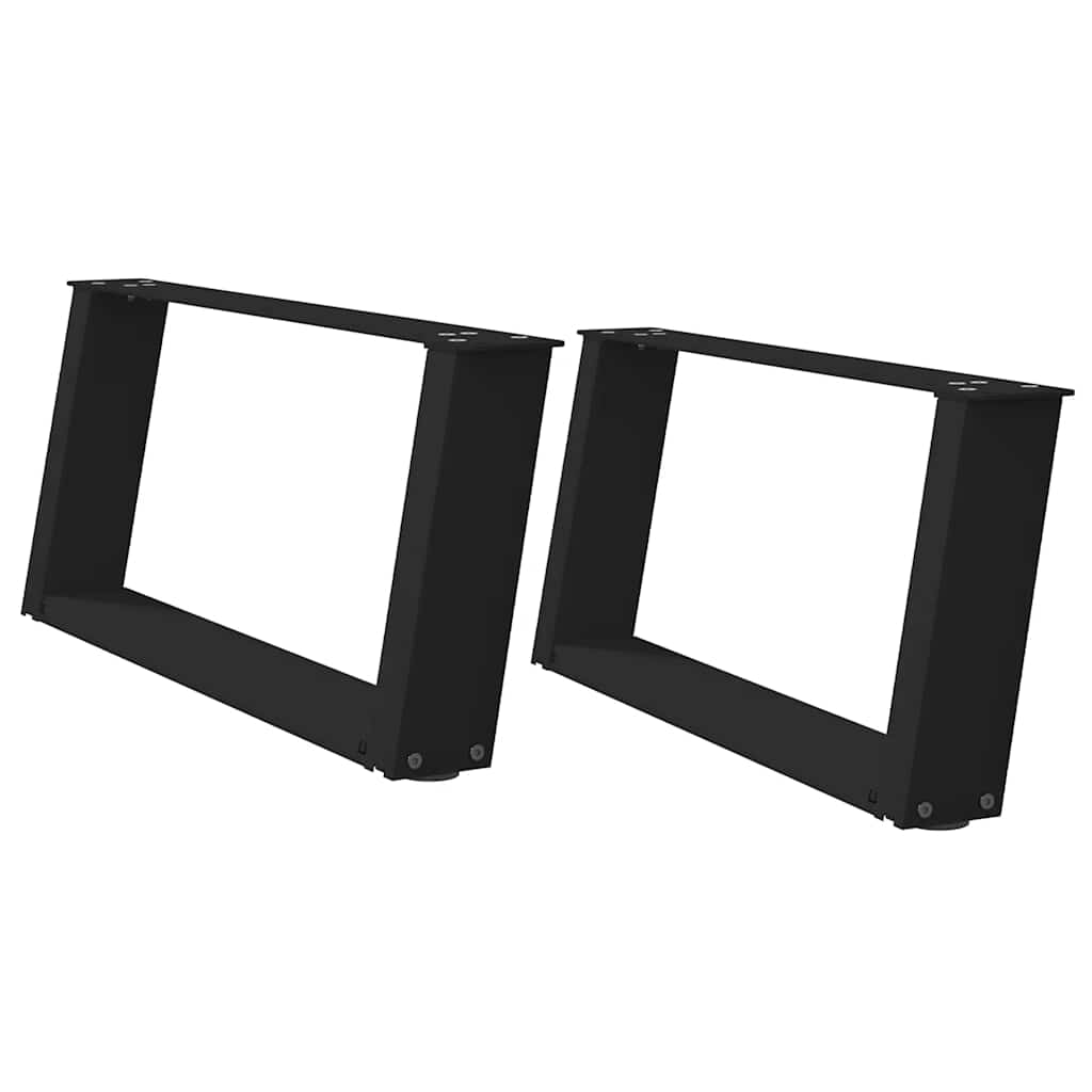 vidaXL Gambe per Tavolino da Caffè a Forma di U 2 pz Nere 70x(30-31) cm Acciaio