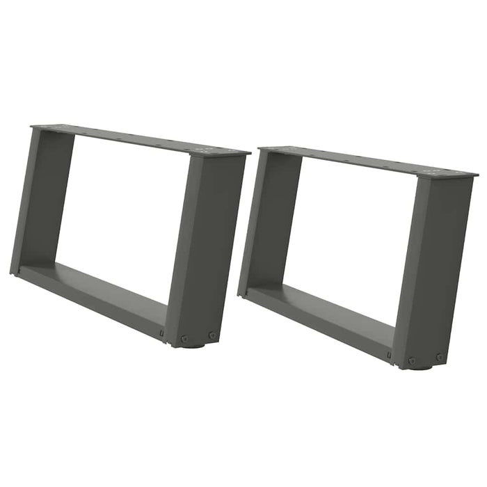 Gambe per Tavolino da Caff¨¨ a Forma di U 2 pz-Set di 2 Gamba per Tavolo Antracite 70x(30-31) cm Acciaio 775793