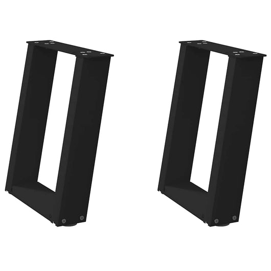 Gambe per Tavolino da Caff¨¨ a Forma di U 2 pz-Set di 2 Gamba per Tavolo Nere 28x(42-43) cm Acciaio 556790