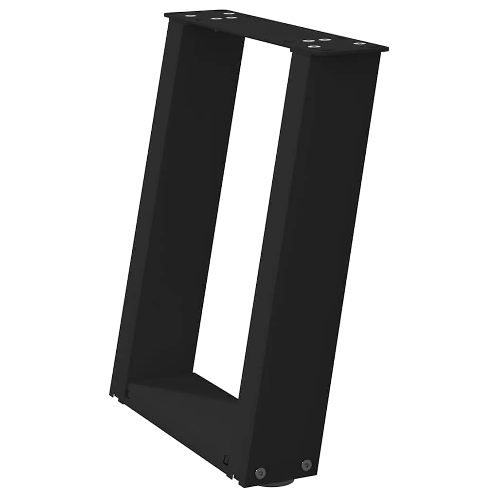 Gambe per Tavolino da Caffè a Forma di U 2 pz Nere 28x(42-43) cm Acciaio