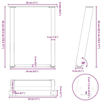 vidaXL Gambe per Tavolino da Caffè a Forma di U 2 pz Antracite 28x(42-43) cm Acciaio