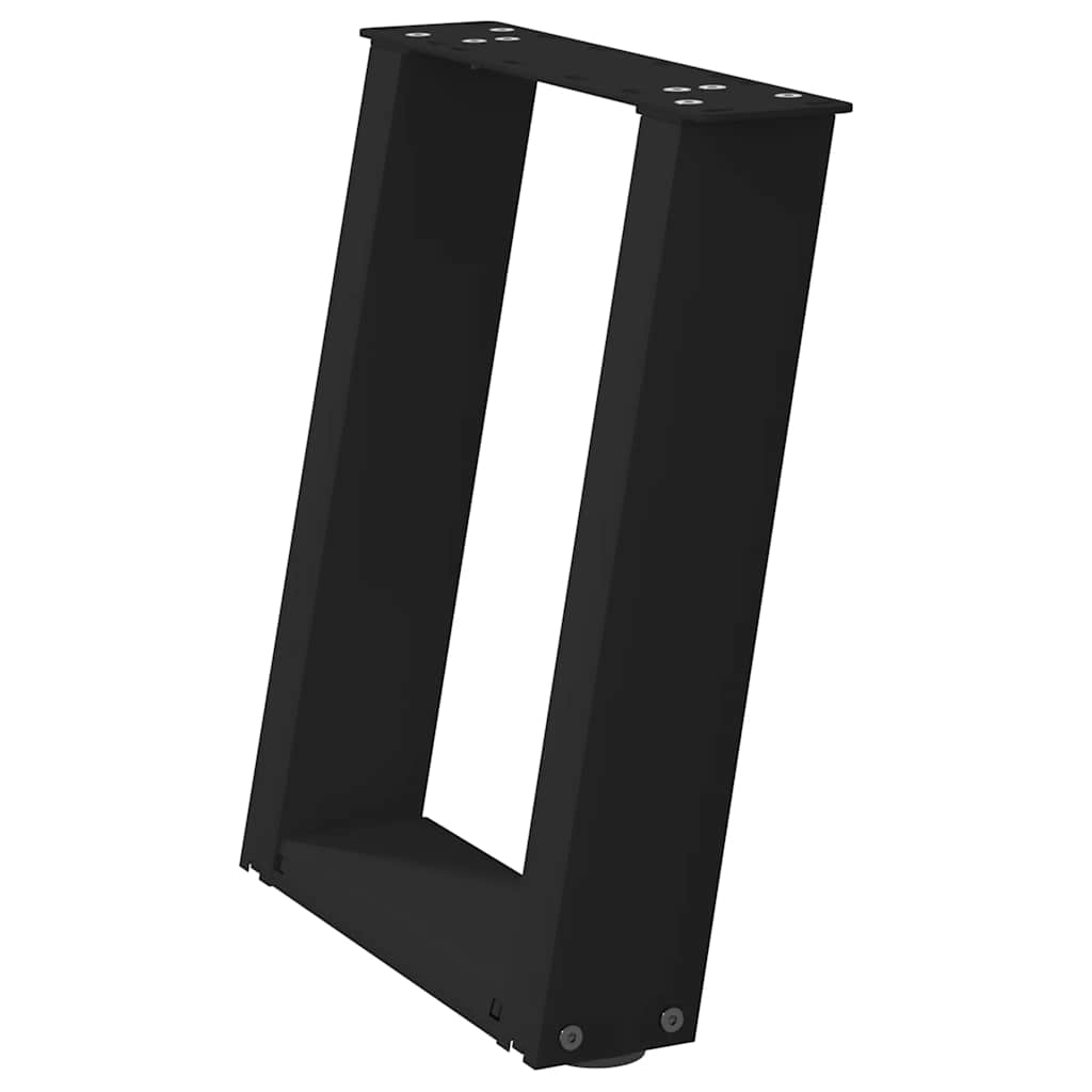 Gambe per Tavolino da Caffè a Forma di U 2 pz Nere 38x(42-43) cm Acciaio