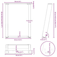 Gambe per Tavolino da Caffè a Forma di U 2 pz Nere 38x(42-43) cm Acciaio