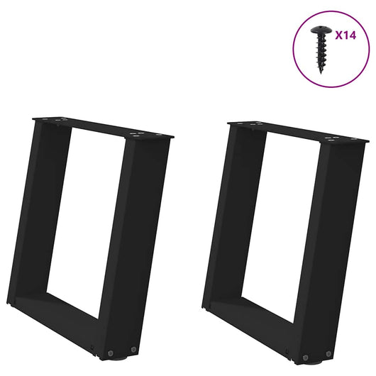 Set di 2 gambe per tavolino da caffè angolate a forma di U 50 x 42 x 43 cm con piedini regolabili design moderno acciaio nero 02_0057048