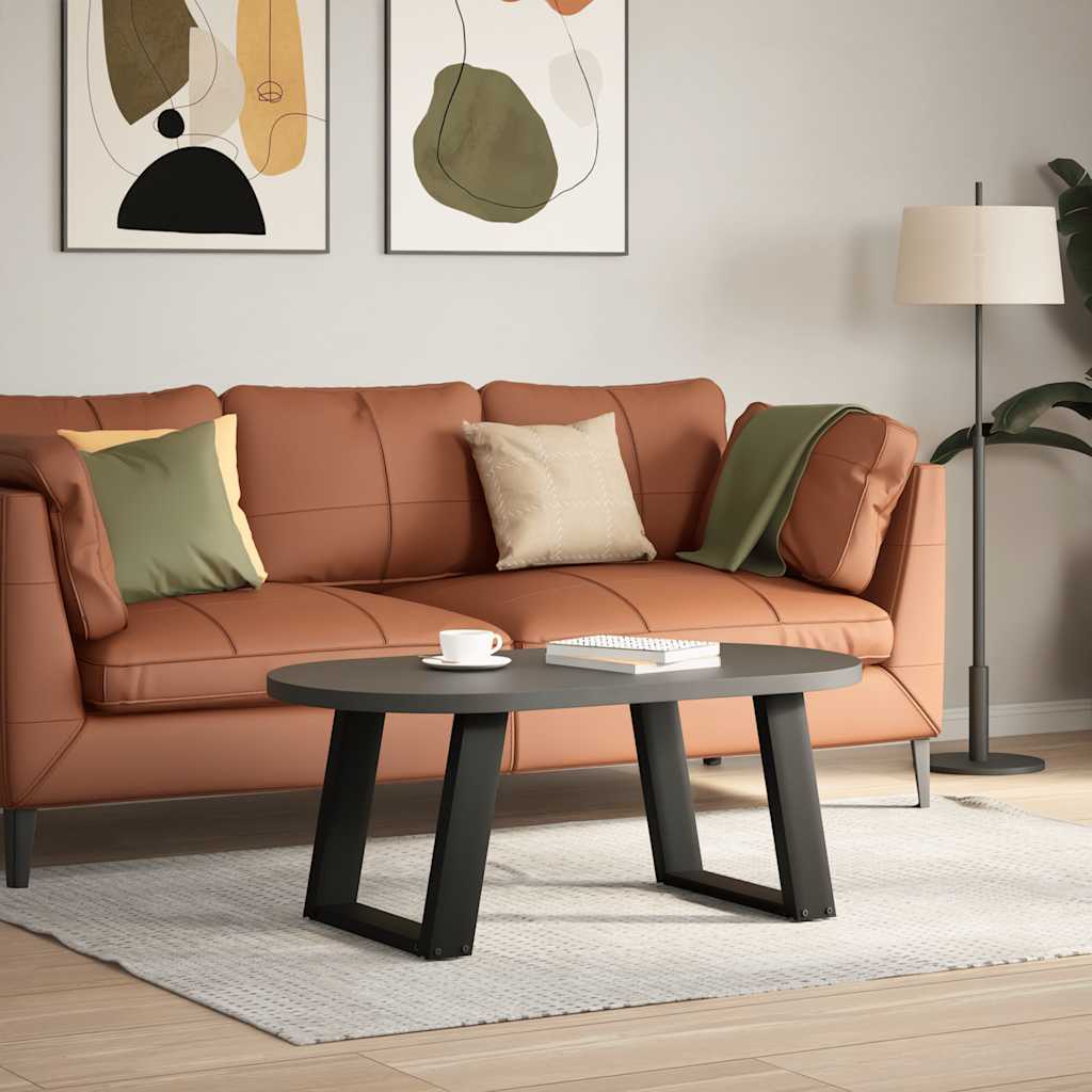 vidaXL Gambe per Tavolino da Caffè a Forma di U 2 pz Nere 50x(42-43) cm Acciaio