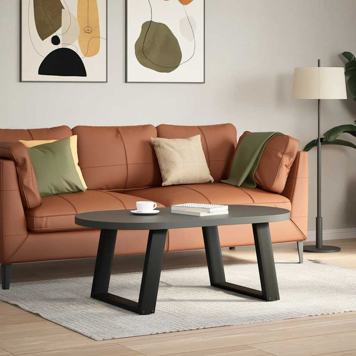 Gambe per Tavolino da Caffè a Forma di U 2 pz Nere 60x(42-43) cm Acciaio