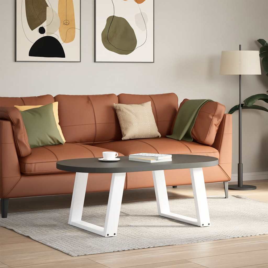 Gambe per Tavolino da Caffè a Forma di U 2 pz Bianche 60x(42-43) cm Acciaio