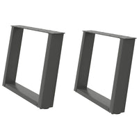 vidaXL Gambe per Tavolino da Caffè a Forma di U 2 pz Antracite 60x(42-43) cm Acciaio