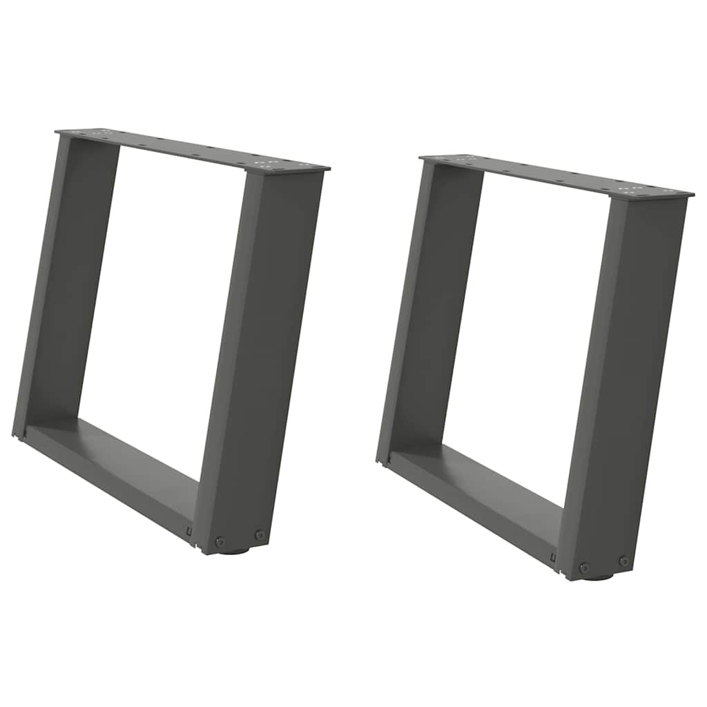 Gambe per Tavolino da Caff¨¨ a Forma di U 2 pz-Set di 2 Gamba per Tavolo Antracite 60x(42-43) cm Acciaio 208587