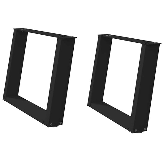 Gambe per Tavolino da Caffè a Forma di U 2 pz Nere 70x(42-43) cm Acciaio 4012772