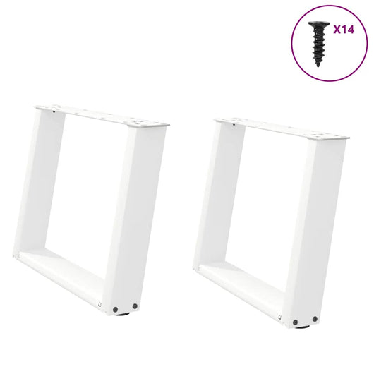 Set di 2 gambe per tavolino da caffè a forma di U dal design moderno 70 x 42-43 cm con piedini livellatori in acciaio bianco 02_0057057