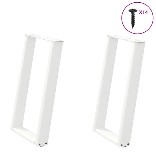 Set di 2 gambe per tavolo a forma di U per personalizzare il tuo tavolo da pranzo 50 x 73 cm in acciaio bianco 02_0057067