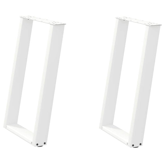 Set di 2 gambe per tavolo a forma di U per personalizzare il tuo tavolo da pranzo 50 x 73 cm in acciaio bianco 02_0057067