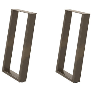 Gambe per tavolo da pranzo a forma di U 2 pz in acciaio naturale 50x(72-73) cm 4012787