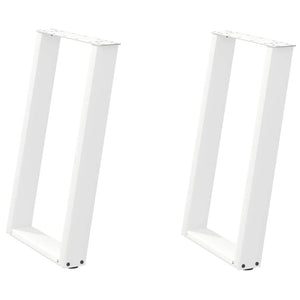 Gambe per tavolo da pranzo a forma di U 2 pz bianche 60x(72-73) cm in acciaio