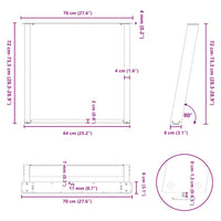 Gambe per tavolo da pranzo a forma di U 2 pz Antracite 70x(72-73) cm Acciaio