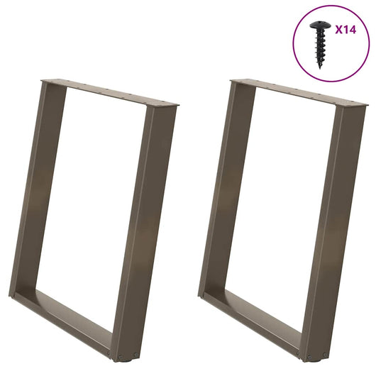 Set di 2 gambe per tavolo da pranzo a forma di U 80 x 72-73 cm con piedini regolabili design moderno in acciaio naturale 02_0057079