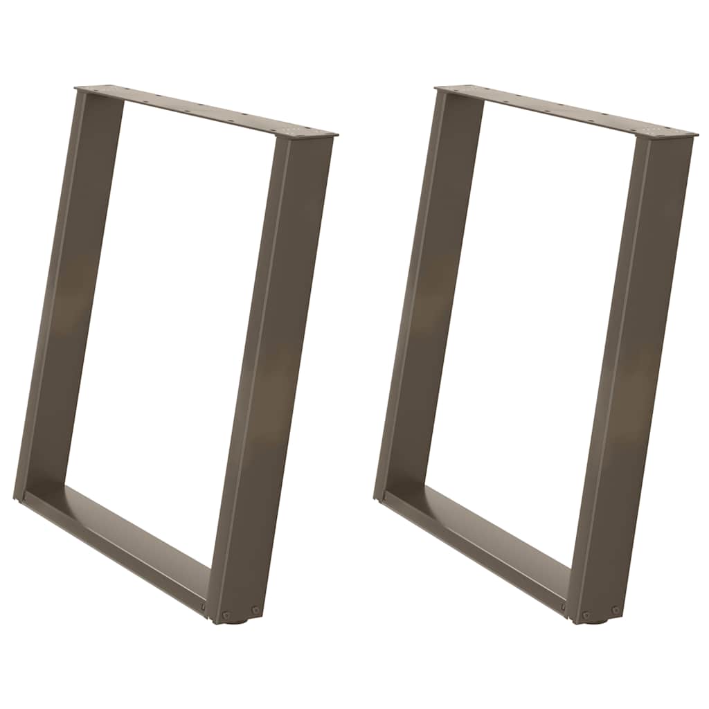 Gambe per tavolo da pranzo a forma di U 2 pz in acciaio naturale 80x(72-73) cm 4012799