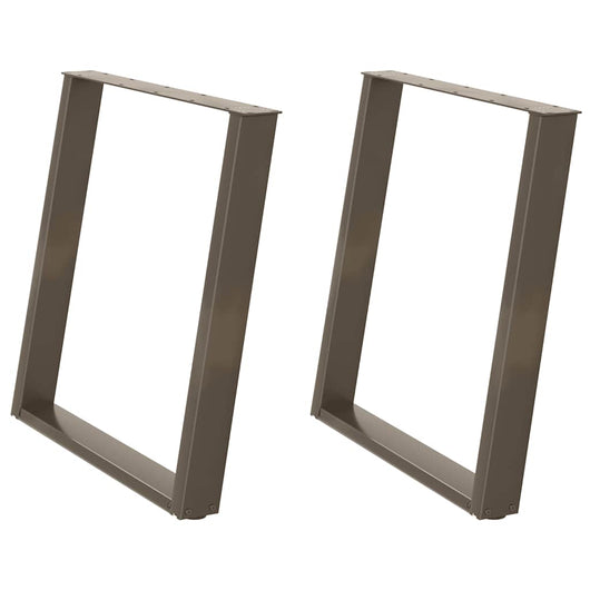 vidaXL Gambe per tavolo da pranzo a forma di U 2 pz in acciaio naturale 80x(72-73) cm