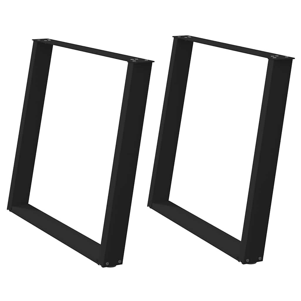 vidaXL Gambe per tavolo da pranzo a forma di U 2 pz nere 90x(72-73) cm in acciaio