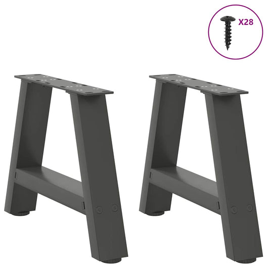 Set di 2 gambe per tavolino da caffè a forma di A 50 x 30 cm con piedini regolabili design moderno in acciaio antracite 02_0057098