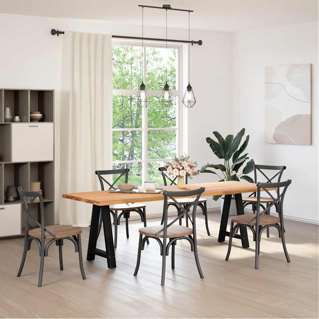 Gambe per tavolo da pranzo a forma di A 2 pz nere 50x(72-73) cm in acciaio