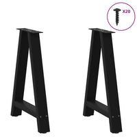 Gambe per tavolo da pranzo a forma di A 2 pz nere 50x(72-73) cm in acciaio