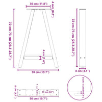 Gambe per tavolo da pranzo a forma di A 2 pz nere 50x(72-73) cm in acciaio 4012844