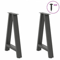Gambe per tavolo da pranzo a forma di A 2 pz Antracite 60x(72-73) cm Acciaio 4012850