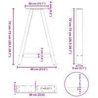 Gambe per tavolo da pranzo a forma di A 2 pz Antracite 60x(72-73) cm Acciaio 4012850