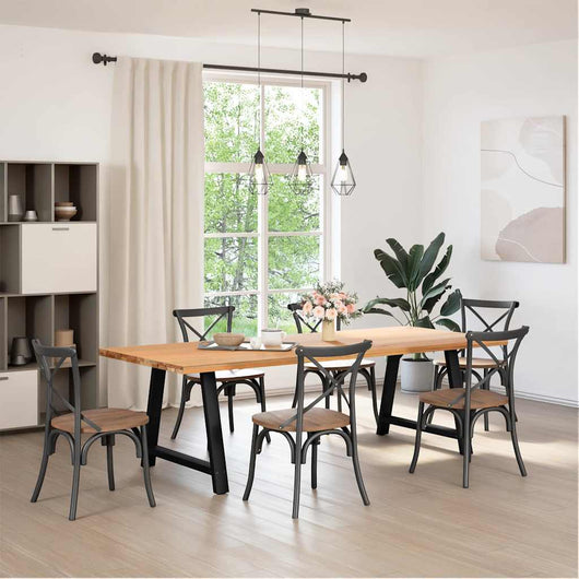 vidaXL Gambe per tavolo da pranzo a forma di A 2 pz nere 90x(72-73) cm in acciaio