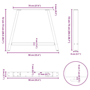 Gambe per tavolo da pranzo a forma di A 2 pz bianche 90x(72-73) cm in acciaio 4012861