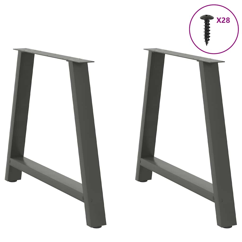vidaXL Gambe per tavolo da pranzo a forma di A 2 pz Antracite 90x(72-73) cm Acciaio
