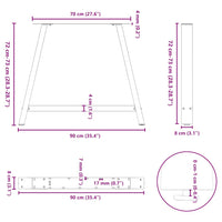 vidaXL Gambe per tavolo da pranzo a forma di A 2 pz Antracite 90x(72-73) cm Acciaio