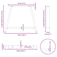 Gambe per tavolo da pranzo a forma di A 2 pz nere 100x(72-73) cm in acciaio