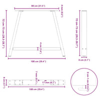 Gambe per tavolo da pranzo a forma di A 2 pz 100x(72-73) cm in acciaio 4012867