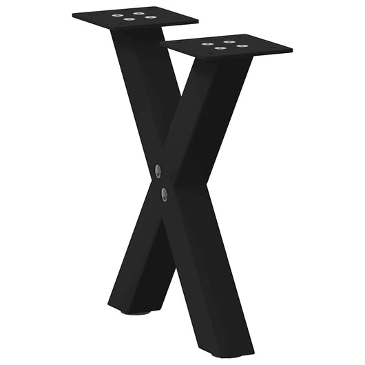 Set di 2 gambe per tavolino da caffè a forma di X robuste e regolabili 30 x 30 cm design moderno acciaio nero 02_0057144