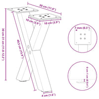 Gambe per Tavolino da Caffè a X 2 pz Nere 30x(30-31) cm Acciaio 4012868