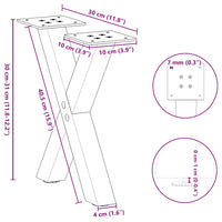 Gambe per Tavolino da Caff¨¨ a Forma di X 2 pz-Set di 2 Gamba per Tavolo Antracite 30x(30-31) cm Acciaio 946840