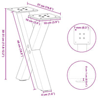 Gambe per Tavolino da Caff¨¨ a Forma di X 2 pz-Set di 2 Gamba per Tavolo Nere 37x(30-31) cm Acciaio