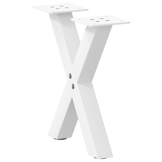 Set di 2 gambe per tavolino a forma di X con stabilizzatori regolabili 37 x 30-31 cm acciaio bianco 02_0057148
