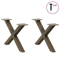 vidaXL Gambe per Tavolino da Caffè a Forma di X 2 pz Acciaio Naturale 60x(30-31) cm Acciaio