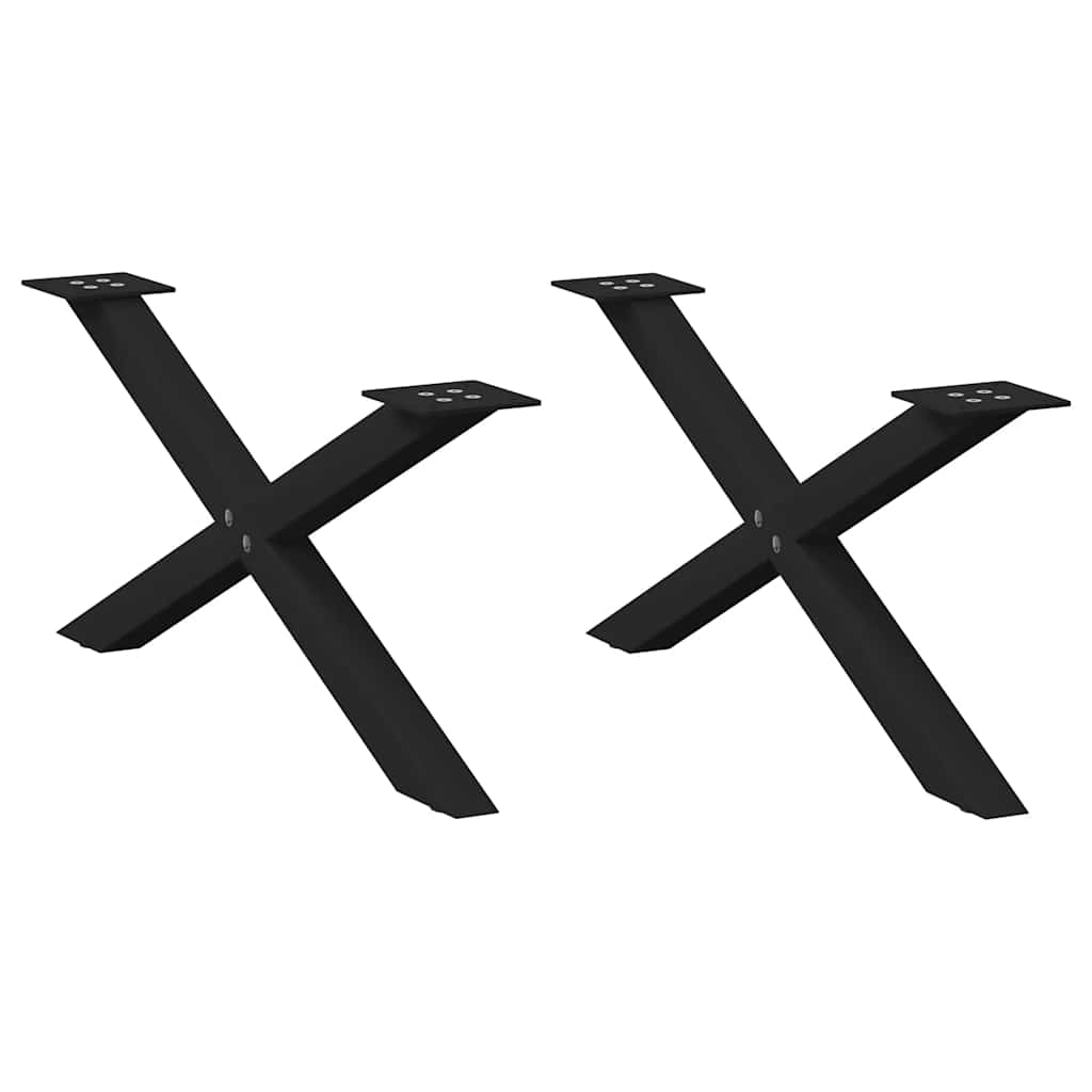 Gambe per Tavolino da Caffè a Forma di X 2 pz Nere 70x(30-31) cm Acciaio